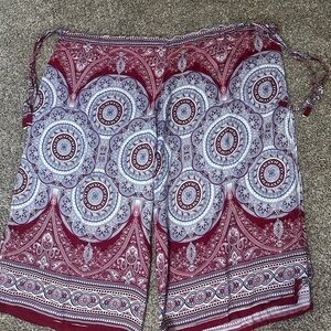 Bohemian Red and Gray Paisley Women's Pants